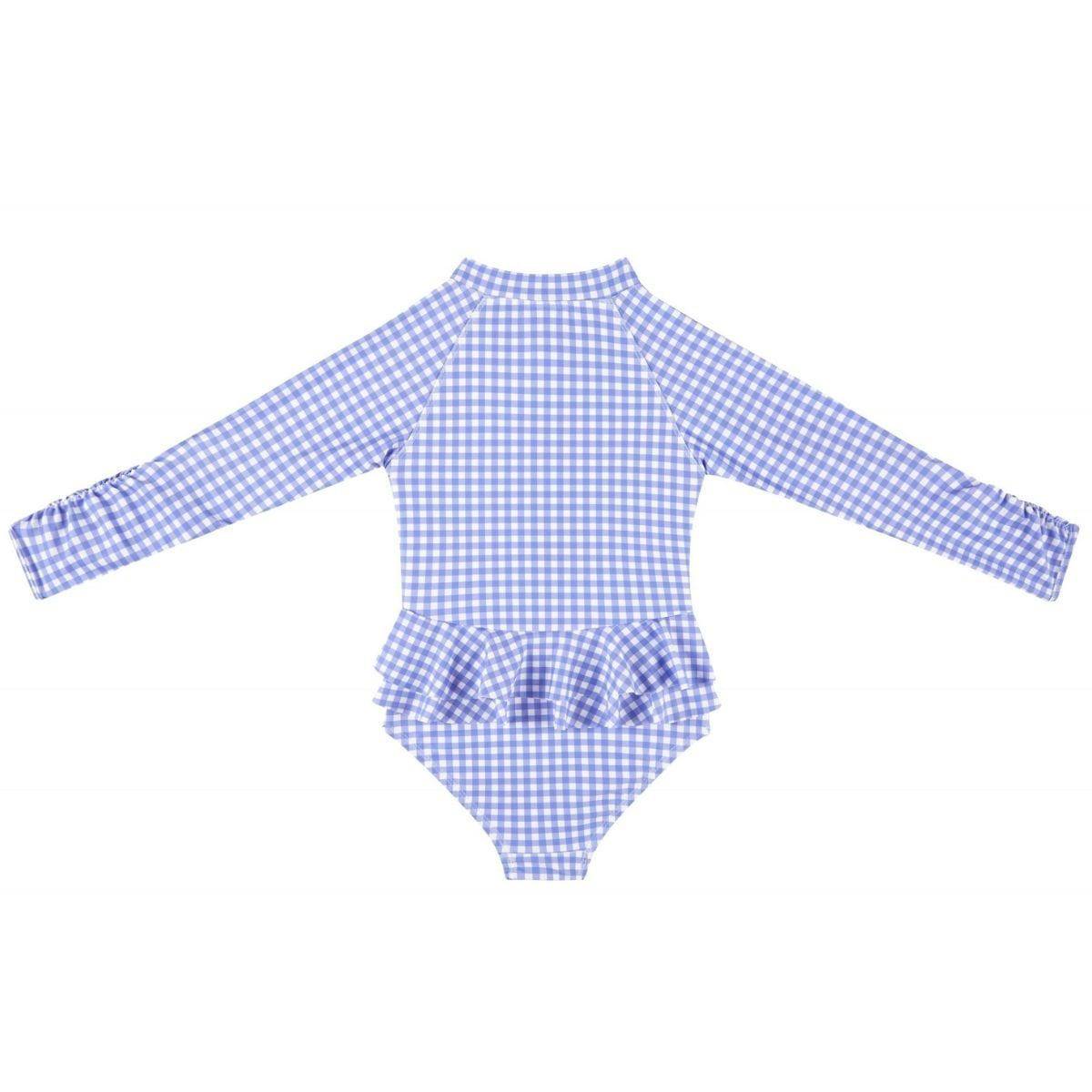 Ellie Long Sleeve Girls Swimsuit - Blue Gingham– Pool House